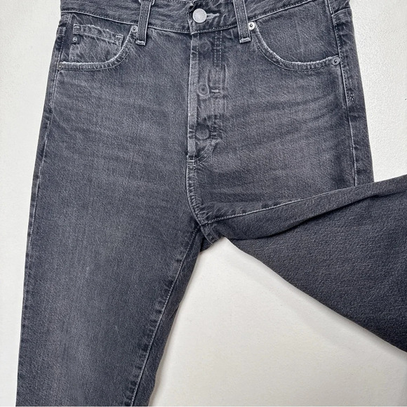 Anthropologie Womens 27 AG The Alexxis Cropped Straight Jeans Grey Wash Raw Hem - Picture 8 of 16